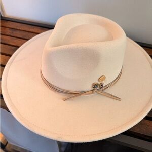 Custom Fedora - Cream Wide-Brim Wool with Decorative Band